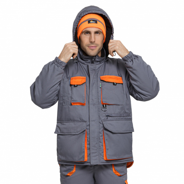 Куртка рабочаяя утепленная СПЕКТР темно-серый/оранж