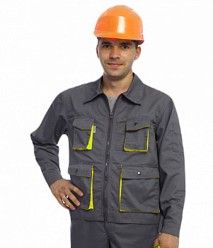 Куртка роб. СПЕКТР NEW, сумішова (65%п/е+35%х/б), графіт/жовтий