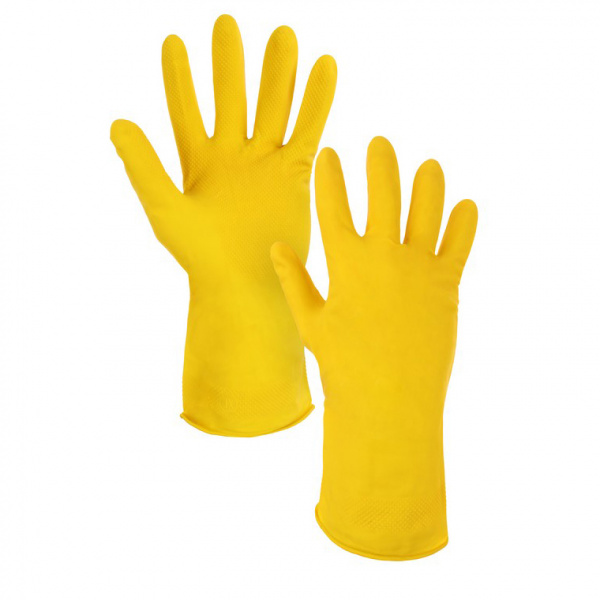 Перчатки рабочие латексные  хозяйственные 0,23 мм желтые